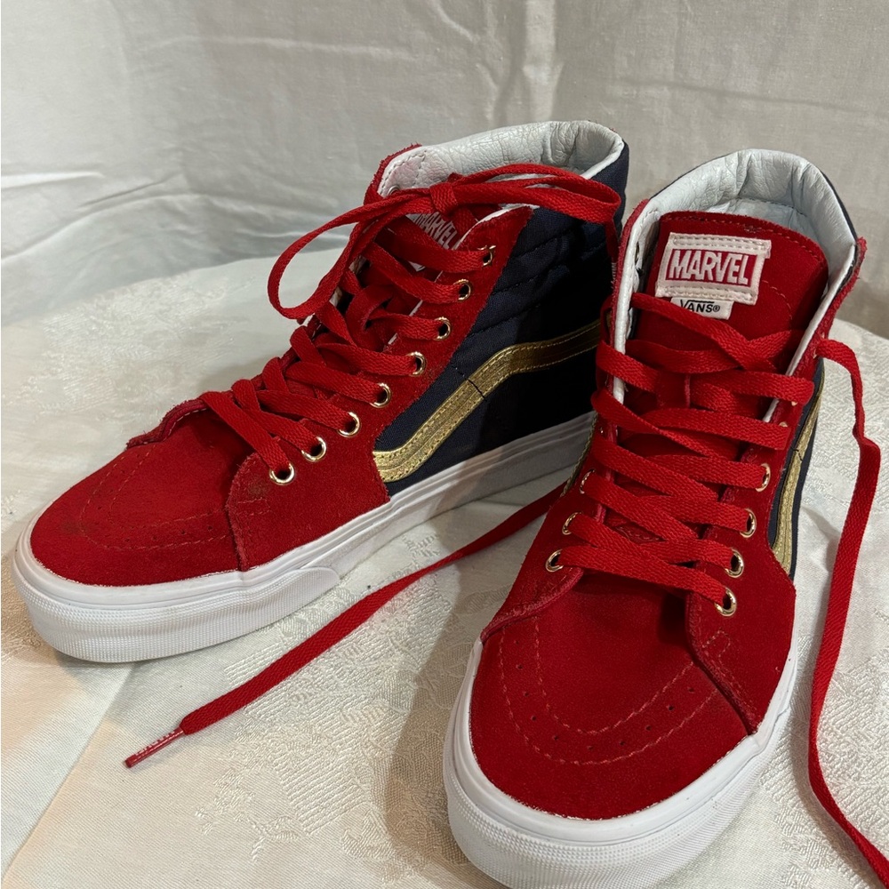 Vans Marvel Red and Gold Skate Sneakers